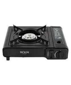Plita cu un arzator pe gaz Camping BÖHM BG-K-001+L, GPL, 2.3 kW, Racord metalic extern pentru furtun de gaz