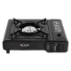 Plita cu un arzator pe gaz Camping BÖHM BG-K-001+L, GPL, 2.3 kW, Racord metalic extern pentru furtun de gaz