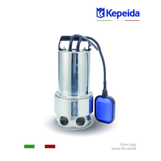 Pompă submersibilă pentru apă murdară KEPEIDA MVS750F, 750W, debit maxim 185 Litri/minut, înălțime maximă de refulare 10 metri, bobinaj 100% cupru, tehnologie și design italian