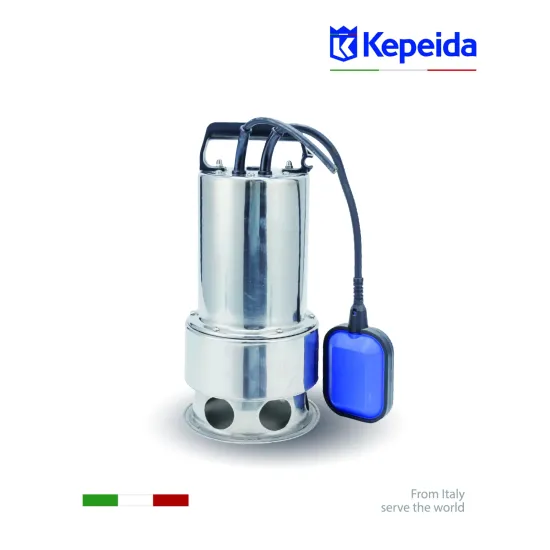 Pompă submersibilă pentru apă murdară KEPEIDA MVS750F, 750W, debit maxim 185 Litri/minut, înălțime maximă de refulare 10 metri, bobinaj 100% cupru, tehnologie și design italian