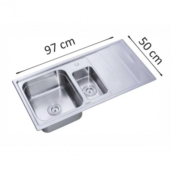 Chiuveta Freddo SN9012S, 2 Cuve stanga, Anticalcar - Inox, 97*50cm