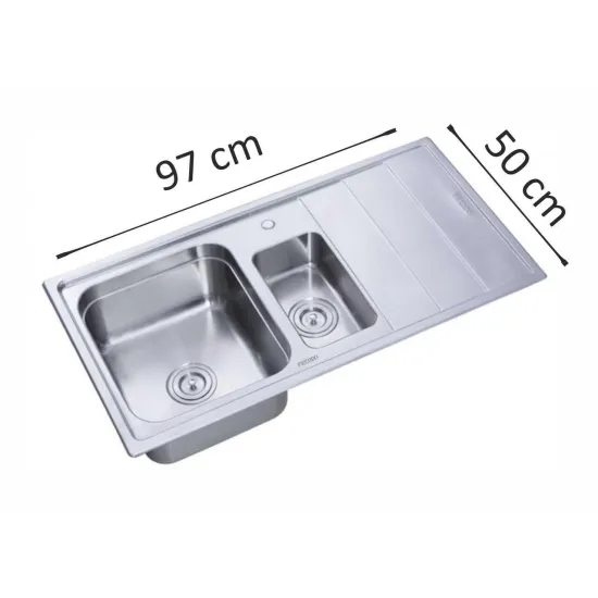 Chiuveta Freddo SN9012S, 2 Cuve stanga, Anticalcar - Inox, 97*50cm