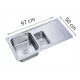 Chiuveta Freddo SN9012S, 2 Cuve stanga, Anticalcar - Inox, 97*50cm