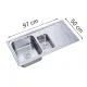 Chiuveta Freddo SN9012S, 2 Cuve stanga, Anticalcar - Inox, 97*50cm