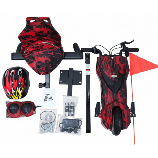 Tricicleta electrica Drift HAUSBERG KIDS HB-KD 05RS, 8inch, viteza 15 km/h , autonomie 10-15 km, motor 250 W, rosu/negru