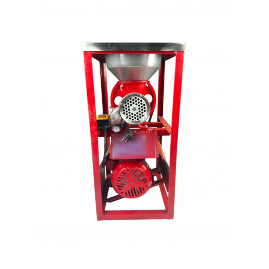 Masina Tocat Carne Nr.32 German Meister  cu motor electric 3 kw ,Palnie pentru carnati ,platforma inox,buton start stop