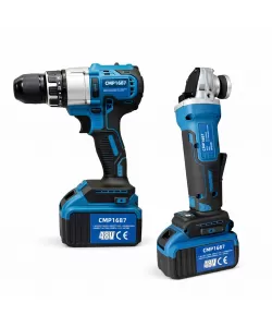 Pachet Profesional Bormasina de infiletat Campion + Polizor Unghiular (Flex), 2 Acumulatori 48V și Trusă de Transport