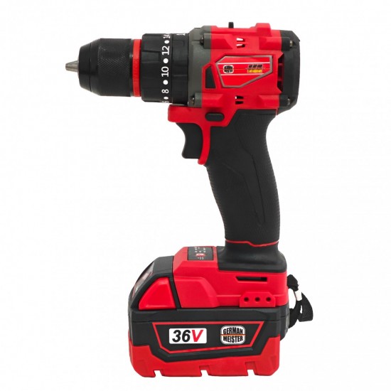 Bormasina German Meister Brushless 36V – Mandrina Metalica | 2 Acumulatori 36V 8Ah | Profesionala, Putere Maxima