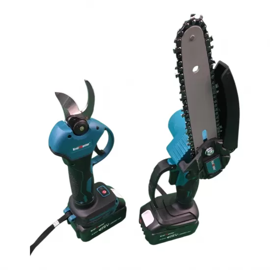 Foarfeca de vie si ferastrau 16cm - sina cu 2 lanturi, KRAFTROYAL, Lubrifiere automată, Fara perii, 36V. 8Ah. baterii