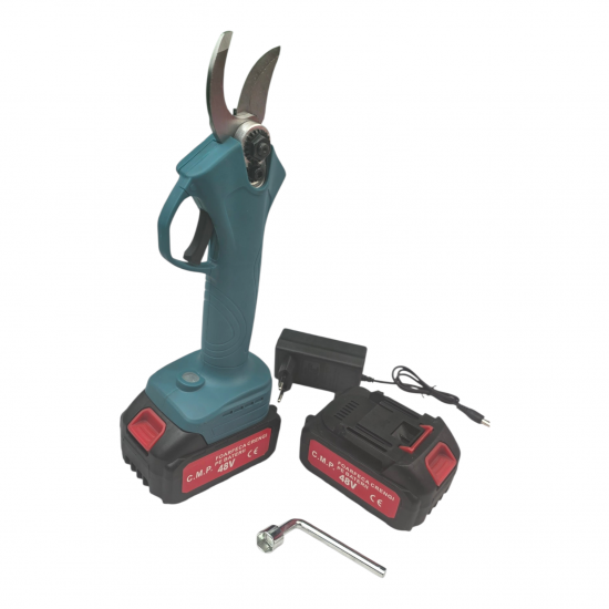 Foarfeca electrica Campion pentru vie si pomi, cu 2 acumulatori 48V 8Ah, rosie