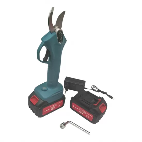 Foarfeca electrica Campion pentru vie si pomi, cu 2 acumulatori 48V 8Ah, albastra