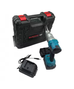 Foarfeca electrica profesionala pentru tabla OKOBONS, 48V, cu 2 acumulatori Li-Ion, încarcator și valiza de transport