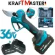 Foarfeca electrica de gradina profesionala KraftMaster 36V 8Ah cu 2 acumulatori, încarcator si valiza