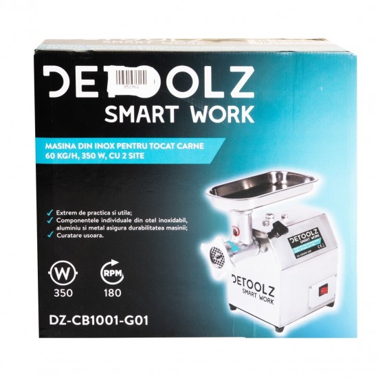 Masina de tocat carne Detoolz Mk8 60 kg/h, carcasa inox, 2 site