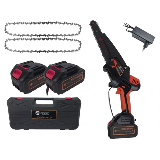 Mini Drujba Electrica Edon MX294 cu 2 acumulatori 48V, Lama 8 inch + 2 Lanțuri, ungere automata