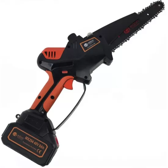 Mini Drujba Electrica Edon MX294 cu 2 acumulatori 48V, Lama 8 inch + 2 Lanțuri, ungere automata