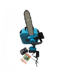 Mini drujba electrica cu acumulator Top Helper, lama 12 inch, 2 lanturi, 2 acumulatori 48V 8Ah,sistem ungere