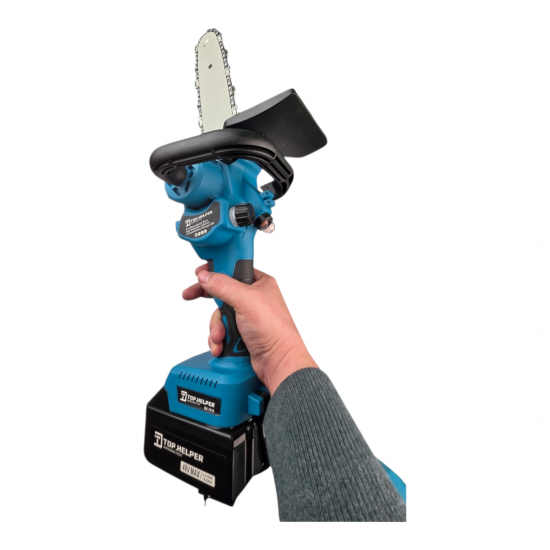 Mini drujba electrica cu acumulator Top Helper, lama 12 inch, 2 lanturi, 2 acumulatori 48V 8Ah,sistem ungere