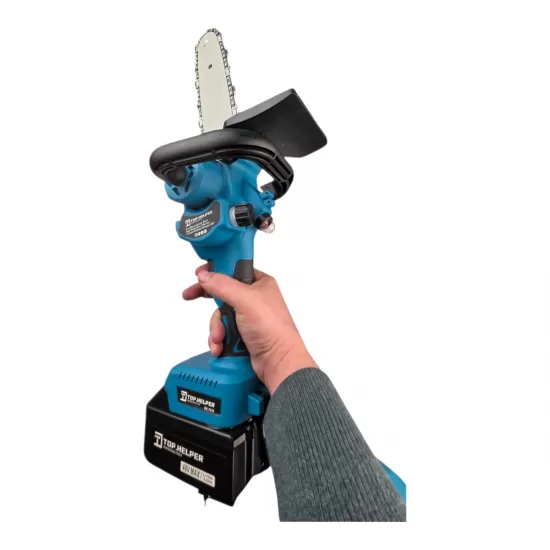 Mini drujba electrica cu acumulator Top Helper, lama 12 inch, 2 lanturi, 2 acumulatori 48V 8Ah,sistem ungere