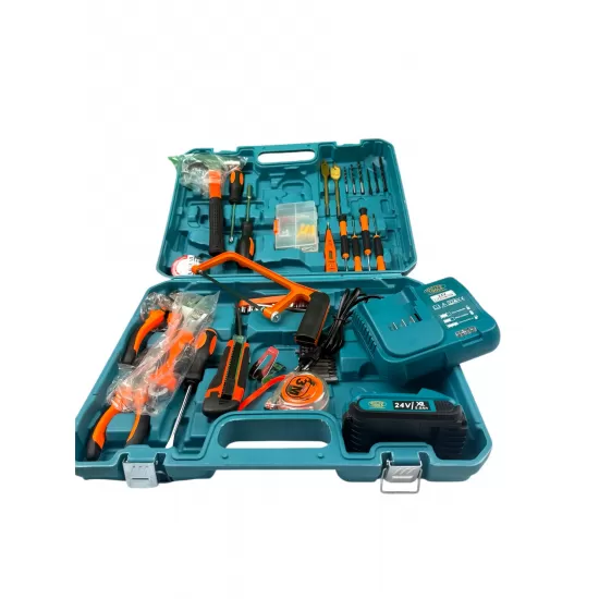 Trusa bormasina Master Tools XR cu 110 piese, 2 acumulatori 24V , 5 AH