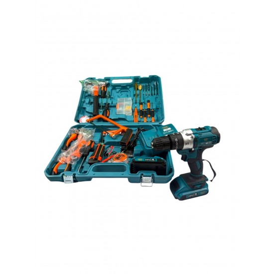 Trusa bormasina Master Tools XR cu 110 piese, 2 acumulatori 24V , 5 AH