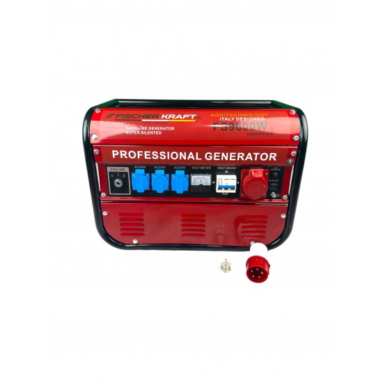 Generator de curent pe benzină Fischer Kraft FS9600W, 230V, 9600W, Priza 380v,3 prize 230V