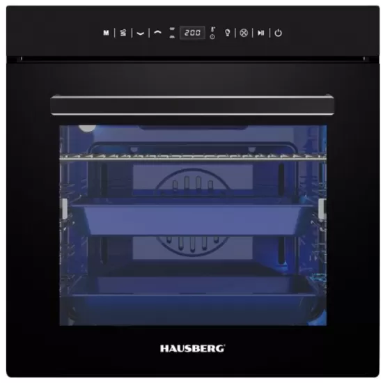 Cuptor electric incorporabil HAUSBERG HB-8046NG, 2550W, Capacitate 88L, 20 programe, Ventilator, Digital, Negru Cuptor electric incorporabil HAUSBERG HB-8046NG, 2550W, Capacitate 88L, 20 programe, Ventilator, Digital, Negru