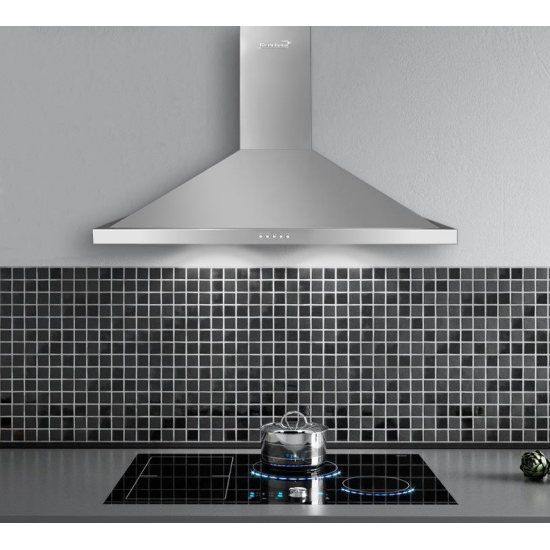 Hota incorporabila decorativa Hausberg HB-1360, Putere de absorbtie 650 m3/h, 1 motor, 90 cm, Inox