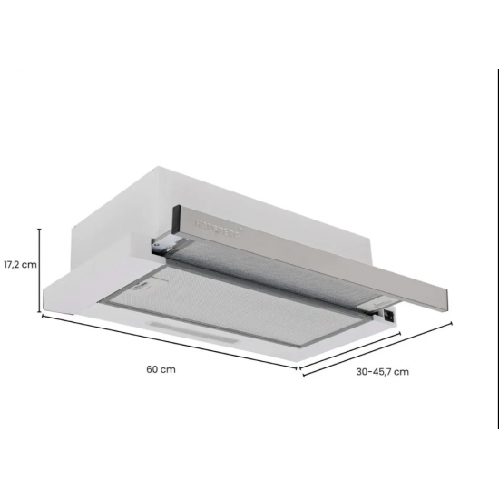 Hota incorporabila telescopica Hausberg HB-1285, putere de absorbtie 420 m3/h, 2 motoare, 60 cm, Inox