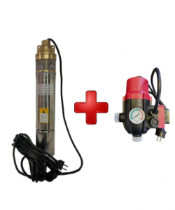 Pompa Submersibila cu Turbina DRK, Model 4SKM-100, 0.75 KW + Presostat Electronic DRK, Model PC-13ab Pompa Submersibila cu Turbina DRK, Model 4SKM-100, 0.75 KW + Presostat Electronic DRK, Model PC-13ab
