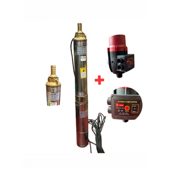 Pompa Submersibila Cupru DRK, Model 4STM4-8,1.1 kW + Presostat Electronic DRK, Model PC-13a