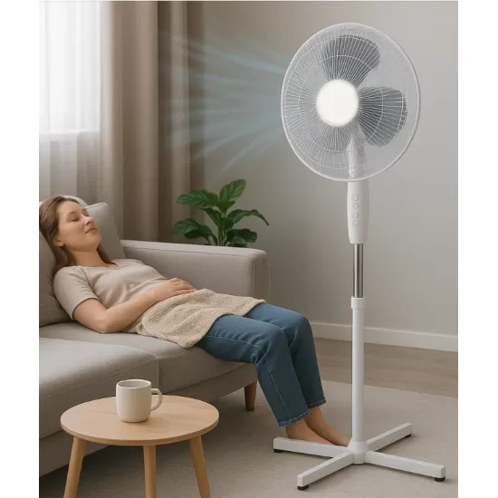 Ventilator cu picior HAUSBERG XB-110, 55w, 16 inch, 3 viteze, oscilatie, inaltime reglabila, Alb Ventilator cu picior HAUSBERG XB-110, 55w, 16 inch, 3 viteze, oscilatie, inaltime reglabila, Alb
