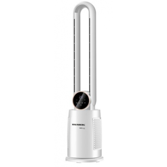 Ventilator Turn Digital cu Telecomanda HAUSBERG HB-5957AB, 65W, 12 Viteze, Temporizator, Ioni negativi, Oscilatie, LED, 4 Programe, Alb