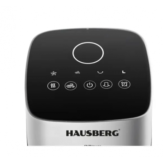 Ventilator Turn Digital cu Telecomanda HAUSBERG HB-5963AB, 55W, 3 Viteze, 41 Inch, Temporizator, LED, Oscilatie, Maner transport, Difuzor de parfum, Alb