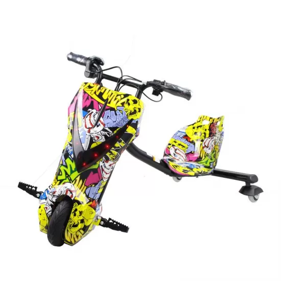 Tricicleta Electrica Drift pentru Copii – Model Graffiti Skull Joker cu LED-uri Tricicleta Electrica Drift pentru Copii – Model Graffiti Skull Joker cu LED-uri