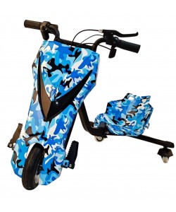 Tricicleta Electrica Drift pentru Copii – Model Camo Albastru
