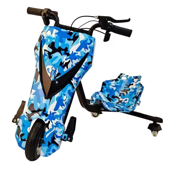 Tricicleta Electrica Drift pentru Copii – Model Camo Albastru Tricicleta Electrica Drift pentru Copii – Model Camo Albastru