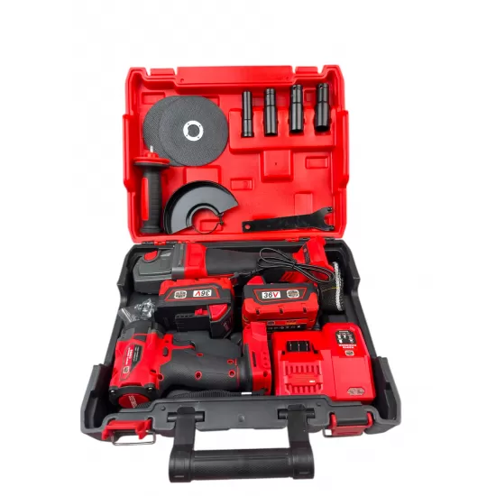 Set 2-in-1: Polizor unghiular și Cheie de Impact cu Acumulator 36V + Accesorii si Cutie Rigida Set 2-in-1: Polizor unghiular și Cheie de Impact cu Acumulator 36V + Accesorii si Cutie Rigida