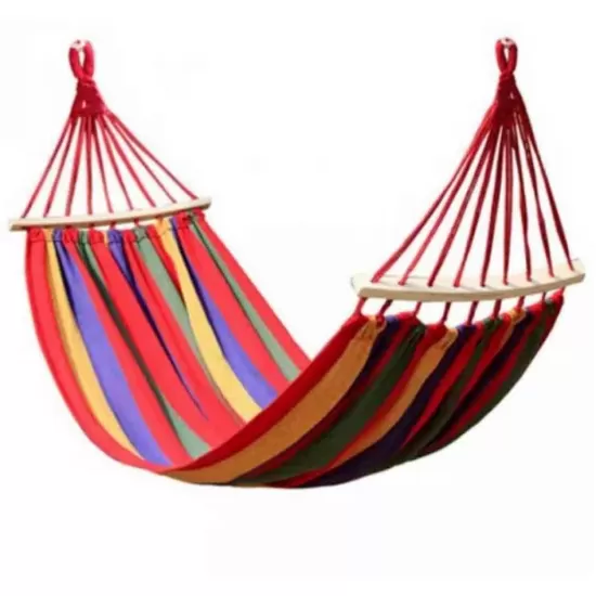 Hamac din Bumbac, 190×80 CM, 150KG rezistenta, Distantiere Lemn, Rucsac Transport Hamac din Bumbac, 190×80 CM, 150KG rezistenta, Distantiere Lemn, Rucsac Transport