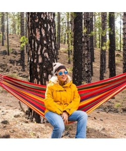 Hamac din Bumbac, 190×80 CM, 150KG rezistenta, Distantiere Lemn, Rucsac Transport