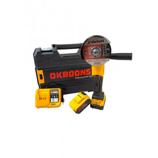Polizor unghiular OKBOONS 125mm, 48V, cu 2 acumulatori Li-Ion si incarcator rapid Polizor unghiular OKBOONS 125mm, 48V, cu 2 acumulatori Li-Ion si incarcator rapid