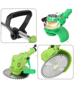 Motocoasa electrica cu 2 acumulatori 48V 18000 rpm brat ajustabil, 7 lame, 1 disc vidia