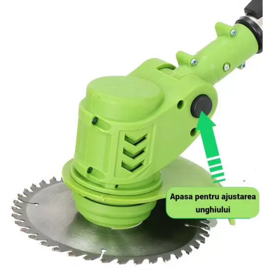 Motocoasa electrica cu 2 acumulatori 48V 18000 rpm brat ajustabil, 7 lame, 1 disc vidia Motocoasa electrica cu 2 acumulatori 48V 18000 rpm brat ajustabil, 7 lame, 1 disc vidia