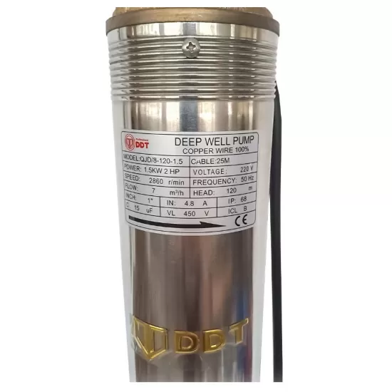 Pompa submersibila de adancime, DDT, 4QJD2-8, 1500 W, 8 turbine, 25 metri cablu Pompa submersibila de adancime, DDT, 4QJD2-8, 1500 W, 8 turbine, 25 metri cablu