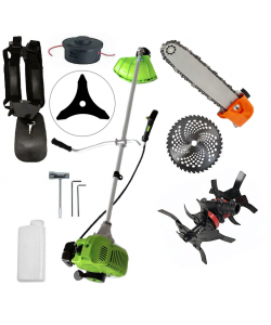 Motocoasa NUOVO-VRD Green Fuel-Efficient 3.4CP, Disc Vidia, Disc Stea, accesorii incluse + CULTIVATOR, CAP DRUJBA