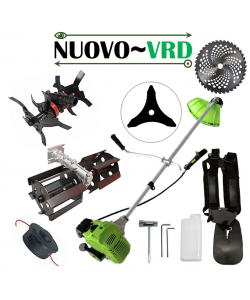 Motocoasa NUOVO-VRD Green Fuel-Efficient 3.4CP, Disc Vidia, Disc Stea, accesorii incluse + PRASITOARE, CULTIVATOR 