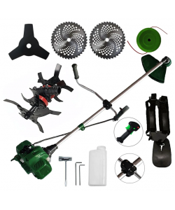 Motocoasa NUOVO-VRD VERDE 6CP, 2xDisc Vidia, Disc Stea, accesorii incluse, +CULTIVATOR PREMIUM