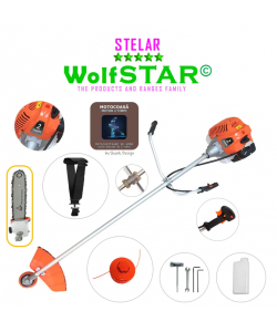 Motocoasa WolfSTAR© motor 2 timpi ALP, 6CP, 52cc, 11.000RPM + sistem taiere, Bundle Cap tip Drujba
