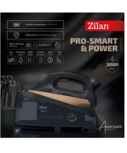 Fier de calcat Aurum cu statie Zilan ZLN4261 Negru, putere 3000W, incalzire in 35 secunde, sistem de auto oprire