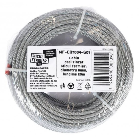 Cablu otel zincat Micul Fermier, diametru 6mm, lungime 25m